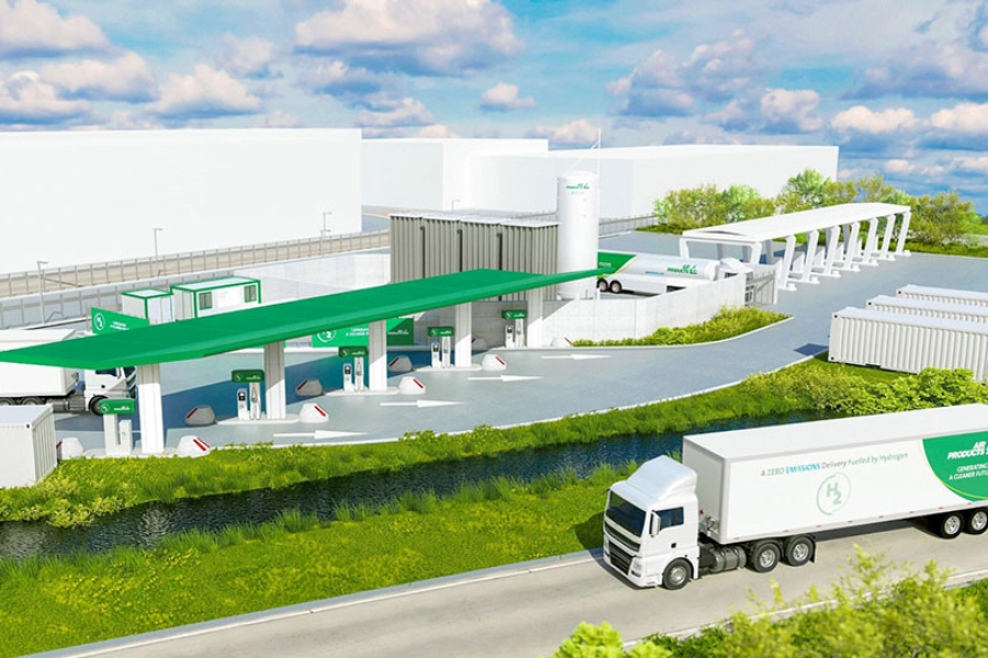 Zdroj: Air Products Air Products testuje s automobilkou Daimler Truck nákladní vozy Mercedes-Benz Genh2 na kapalný vodík a oznamuje plán výstavby evropské sítě pro doplňování vodíku